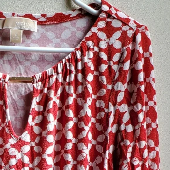 MICHAEL Michael Kors Red & White Geometric Print Jersey Size Small - Picture 8 of 16